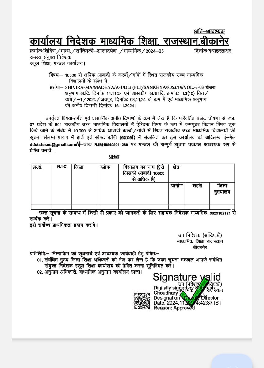 10,000 से अधिक आबादी वाले कस्बे और गांव कितने होंगे राजस्थान में?

3000-5000 की आबादी वाले कस्बे, गांव के बच्चे कंप्यूटर विज्ञान विषय क्यों नहीं ले सकते माननीय मुख्यमंत्री जी शिक्षा मंत्री जी
<a href="/BhajanlalBjp/">Bhajanlal Sharma</a> <a href="/madandilawar/">Madan Dilawar</a> <a href="/8PMnoCM/">राजस्थानी ट्वीट</a> <a href="/pantlp/">LP Pant</a> <a href="/casrajasthan/">कंप्यूटर अनुदेशक संघ</a> <a href="/RajGovOfficial/">Government of Rajasthan</a> <a href="/RSSRashtriya/">राजस्थान शिक्षक संघ (राष्ट्रीय)</a>