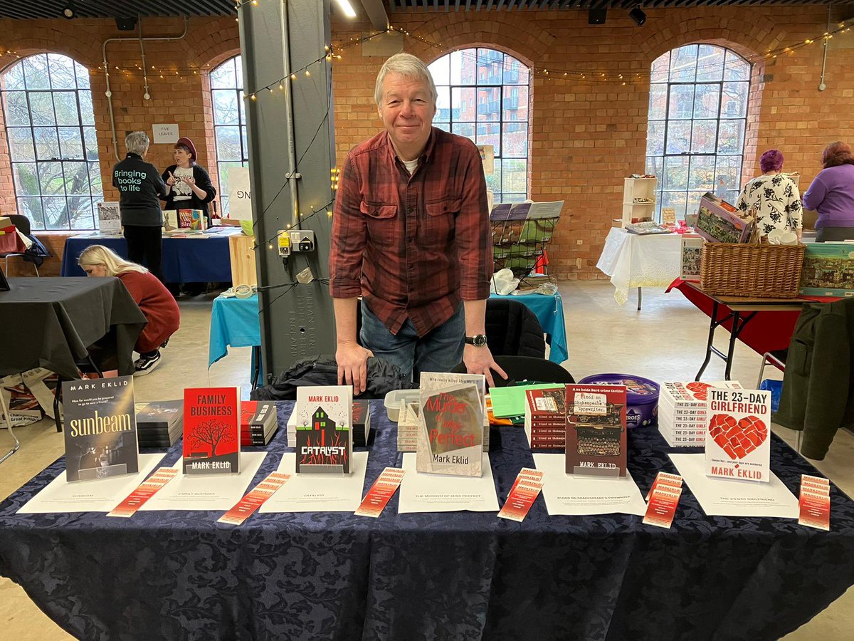 Ready for action at the <a href="/DerbyBookFest/">Derby Book Festival</a> Museum of Making.
Come and join us at the Derby Book and Craft Fair today from 10.30-4. Lots of stalls with wonderful ideas for you-know-what gifts.
Never mind the weather, it’s lovely here!