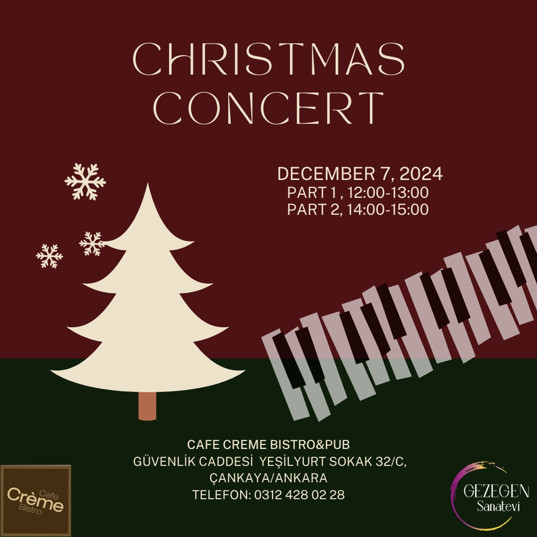 2024'ü son bir konserle kapatmak istedik 🌲
Konser biletlerini kapıdan temin edebilirsiniz 🧑‍🎄

Why don't you join us as we say goodbye to 2014 with music? 🎶
Tickets will be sold at the door ✨

#christmasconcert #christmas #yeniyıl #yeniyılkonseri #piyanoresitali