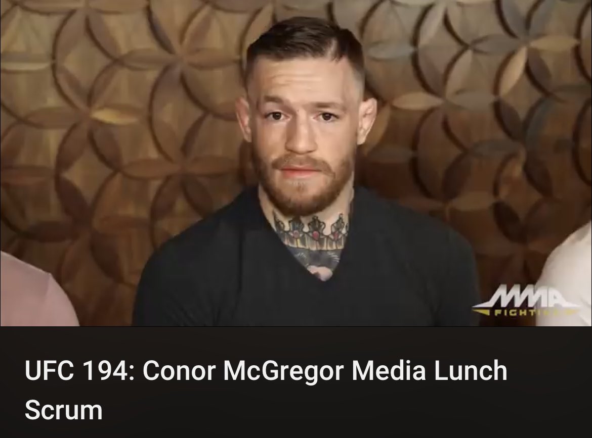 Prime McGregor is who I choose to remember.

Could’ve been Ali tier influence on the world. 

Now makes a mockery of his fiancée &amp; family, promotes drugs &amp; sports betting. 

You compare these interviews with recent ones…. Fuck being famous if that’s what it does to you.