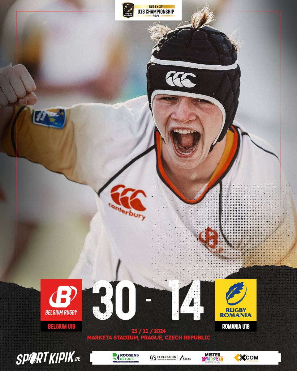 𝐁𝐞𝐥𝐠𝐢𝐪𝐮𝐞 𝐔𝟏𝟖 🇧🇪 - 𝐑𝐨𝐮𝐦𝐚𝐧𝐢𝐞 𝐔𝟏𝟖 🇷🇴 𝟑𝟎-𝟏𝟒
Victoire pour les Belges, qui terminent 7èmes du Championnat d'Europe U18 et assurent le maintien.
<a href="/rugby_europe/">Rugby Europe</a>