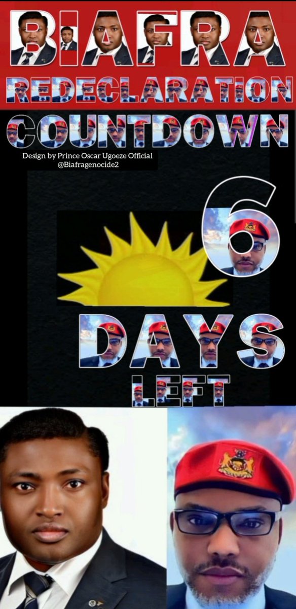 BiafraGenocide2's tweet photo. 6
DAYS
LEFT
#Biafra #Redeclaration #ConventionFinland #29thNovember2024