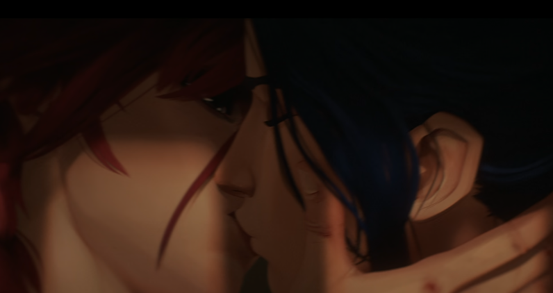 THEY LOOKED AT EACH OTHER KISSING.