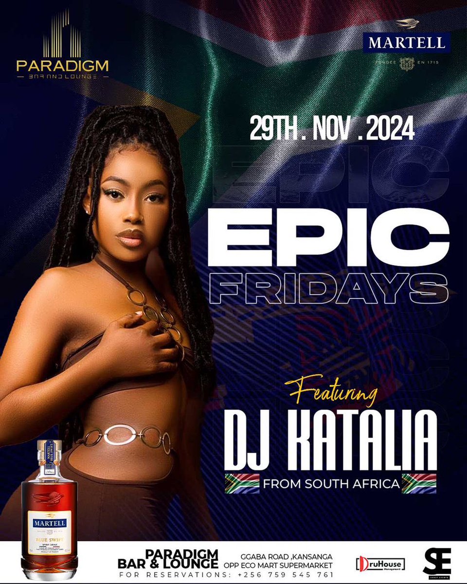 Paradigmkla's tweet image. Introducing Epic Fridays guest DJ ⁦@katalia_mayer⁩ all the way from South Africa 🇿🇦 who will be performing LIVE ! on the 29th of November 🔥 . Get your shoes ready ! You don’t want to miss this one . 

#ParadigmEpicfriday