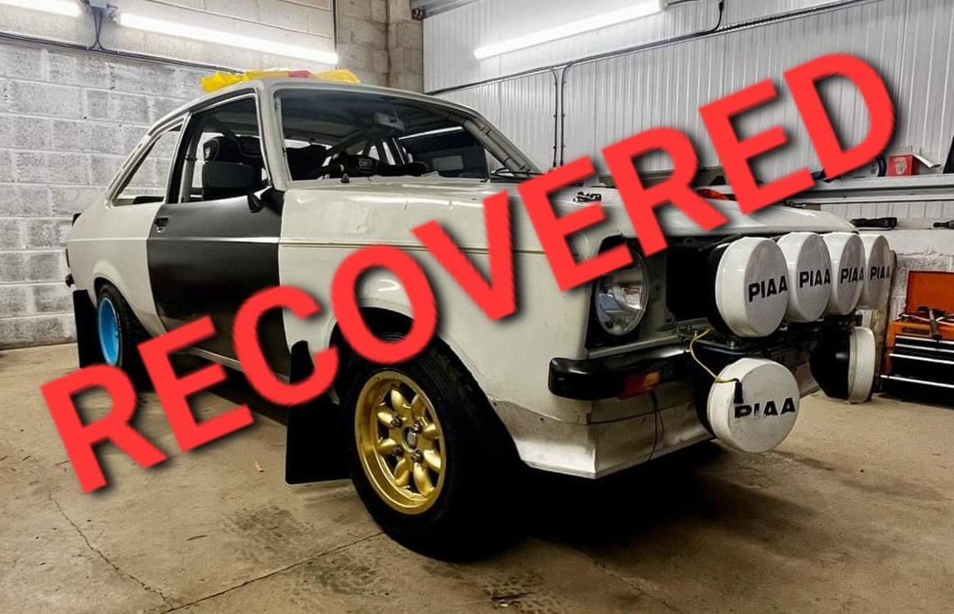 Both Escorts stolen from Preston on the 20th November have now been RECOVERED in a car park in Birkenhead along with the race shuttle.

Rally car is missing:

Tony law exhaust manifold &amp; system
6 PIAA spots
Stilo DG10 intercom
Monit G100 Trip Meter
Twin Pacet pumps and stand