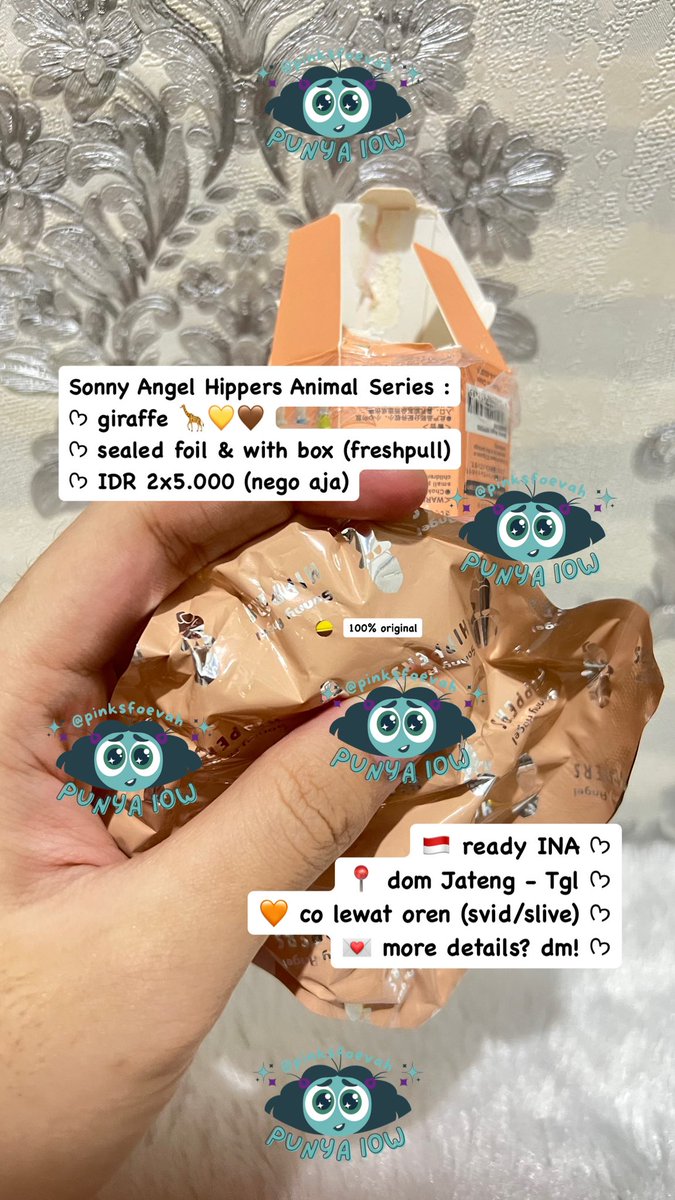 pinksfoevah's tweet photo. WANT TO SALE \ WTS ~ READY INA 🇮🇩

Sonny Angel Hippers Animal Series 👼
• GIRAFFE 🦒💛🤎 (sealed foil - freshpull)

*price by dm &amp; nego yay!
*price inc adm pack &amp; bisa svid 5%
*cek alt ya

t. wts wtb wtt sonny angel hippers animal series ready ina https://t.co/v064BMlGLh