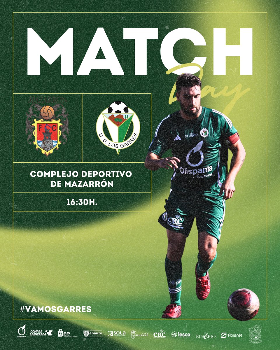 𝐌𝐀𝐓𝐂𝐇 𝐃𝐀𝐘 | ¡PARTIDAZO EN MAZARRÓN! 👊🏻

🆚 <a href="/MazarronFC/">Mazarrón Fútbol Club</a> 
⌚️ 16:30h.
🏟️ Complejo Deportivo de Mazarrón.

#VamosGarres
