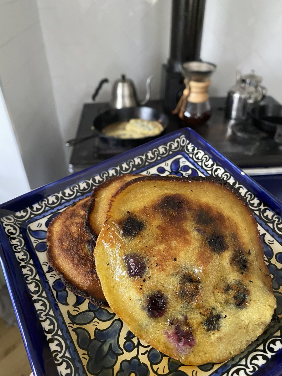 I fell in love with a boy once. Unrequited. I was so shy. His family owned a cafe and I would go most Saturdays to eat blueberry corncakes and yearn. Friends would accompany me and encourage me to talk to him. I never did. But every Saturday I make this breakfast for my kids.