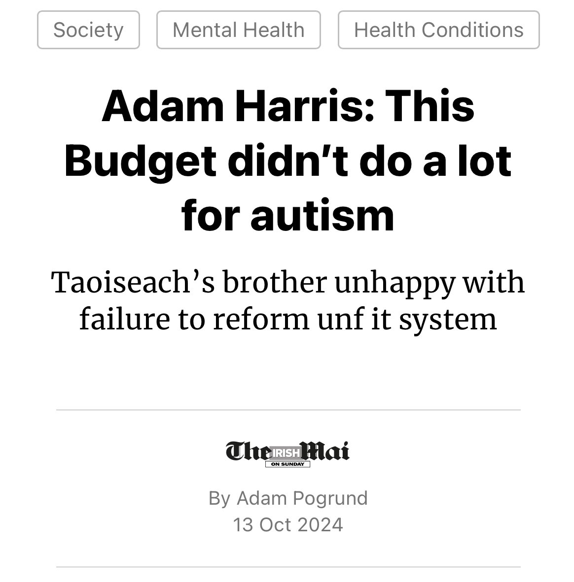 ConorFoley32's tweet photo. @MichealLehane Simon Harris is not in politics because he cares about people with disabilities. https://t.co/KlklNIOof6