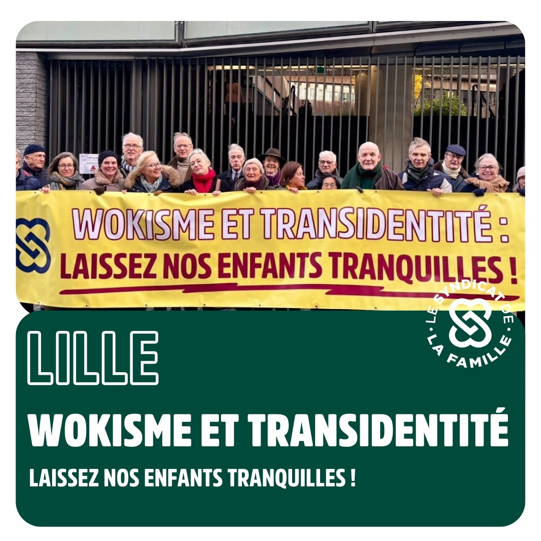 SyndicatFamille's tweet photo. Après une action flash devant le rectorat de #Lille, le @SyndicatFamille a été longuement reçu pour partager ses inquiétudes au sujet du futur programme d'éducation affective et sexuelle qui exposerait les élèves à un contenu inadapté. Stoppons la folie woke ! https://t.co/U3w81QY5ig
