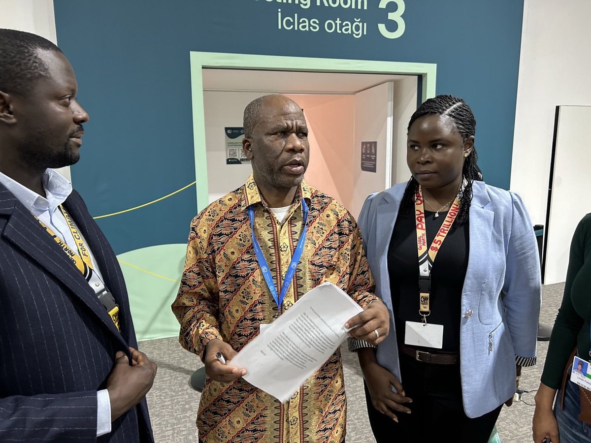 Climate Action Network International (CAN) (@canintl) on Twitter photo #COP29: No deal is better than a bad deal. 
Climate Action Network International Board member, Joab Okanda, and Janet Milongo of CAN, deliver CSO letter of support to <a href="/LDCChairUNFCCC/">LDC Chair</a>, Evans Njewa. #COP29: No deal is better than a bad deal. 
Climate Action Network International Board member, Joab Okanda, and Janet Milongo of CAN, deliver CSO letter of support to <a href="/LDCChairUNFCCC/">LDC Chair</a>, Evans Njewa.