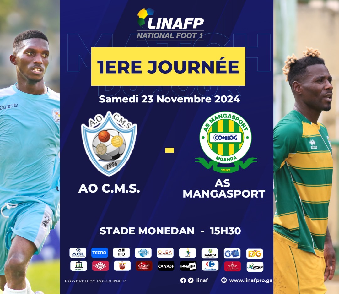 NationalFootGab's tweet photo. 🇬🇦 #NationalFoot1 / 1ère journée
🎊 𝗠𝗔𝗧𝗖𝗛𝗗𝗔𝗬
AOCMS Officiel 🆚️ As-Mangasport
🏆 | #NationalFoot1 • 1ère journée
🏟 | Stade MONEDAN (Libreville)
🕧 | 15H30
🗞 | #CMSASM
#Gabon @FIFA @fegafoot_gabon @SportGOUVGA @NationalFootGab #ONDSC #NationalFoot #Oleaassurance https://t.co/0LidNHLANh