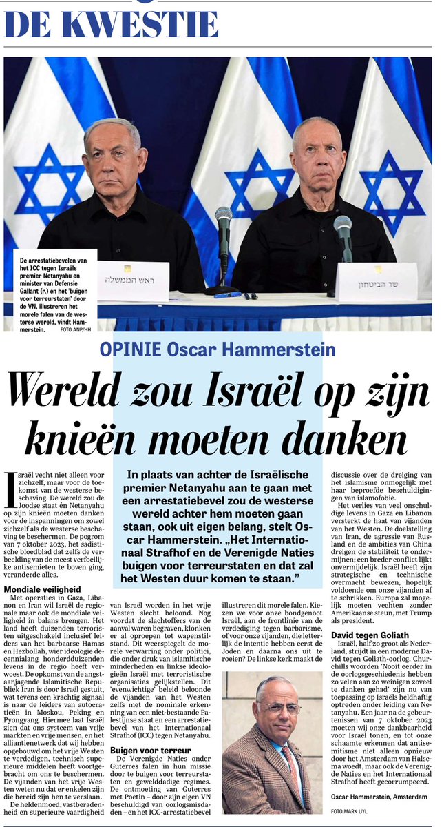 joods's tweet photo. IJzersterke column van Oscar Hammerstein. 🔥🎯

“De opkomst van de angstaanjagende Islamitische Republiek Iran is door Israël gestuit, wat tevens een krachtig signaal is naar de leiders van autocratieën in Moskou, Peking en Pyongyang. Hiermee laat Israël zien dat ons systeem van vrije markten en vrije mensen, en het alliantienetwerk dat wij hebben opgebouwd om het vrije Westen te verdedigen, technisch superieure middelen heeft voortgebracht om ons te beschermen. De vijanden van het vrije Westen weten nu dat er enkelen zijn die bereid zijn hen te verslaan.”

Lees je mee, @robdewijk?