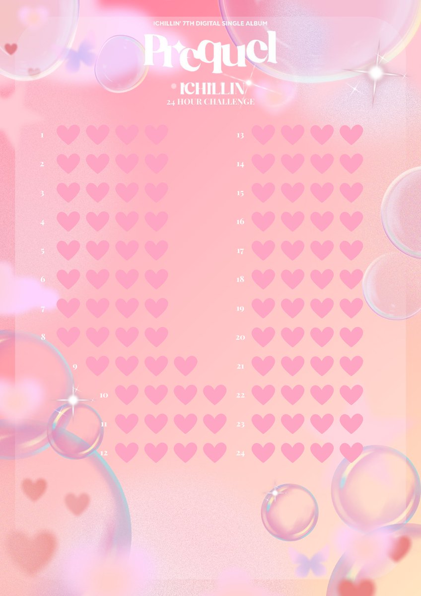 [24 HOUR CHALLENGE]

WILLING! Help us boost views on ICHILLIN’ Official MV with our 24 hour challenge!

Watch ICHILLIN’ Official MV 4x every hour and check it off on our chart below. Share your progress online!

🔗 youtu.be/wBjNEZBxPIQ?si…

#ICHILLIN #아이칠린