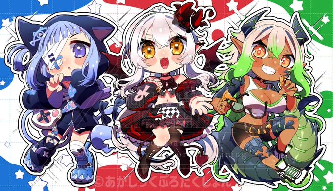 あかしっくぷろだくしょん様より発表がありましたアクリルチャーム、SDのイラスト描かせていただきました〜 