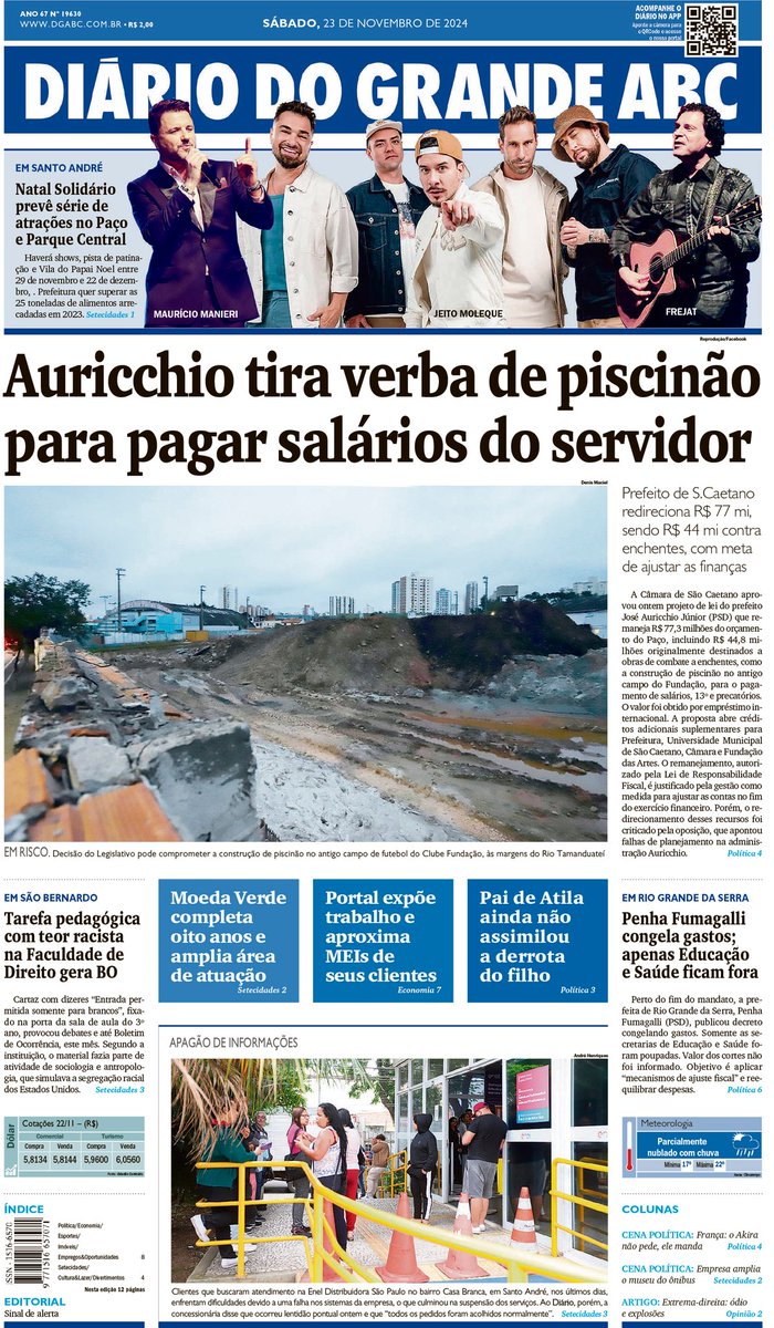 DGABC's tweet photo. Confira as principais notícias deste sábado, 23 de novembro de 2024. Acesse https://t.co/dvSntdHopF para mais reportagens e informações da região. #capadodia #grandeabc #dgabc #região #grandeabc #santoandré #sãobernardo #sãocaetano #diadema #mauá #ribeirãopires #riograndedaserra https://t.co/wJskSRESF1