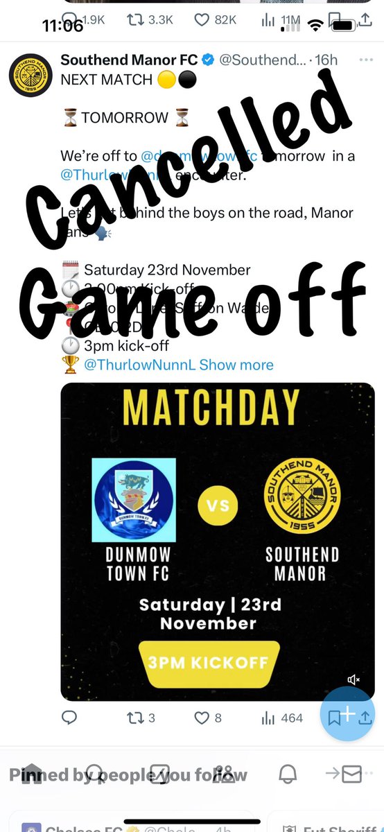 maxdrury1's tweet photo. Todays game is off gutted 😭 https://t.co/67bYmPZxkO