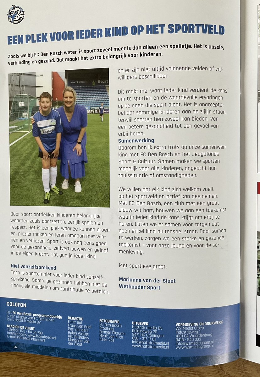 Gisteren stond de wedstrijd <a href="/mijnfcdenbosch/">FC Den Bosch</a> - Excelsior in het teken van jeugdsport. FC Den Bosch, de gemeente <a href="/shertogenbosch/">'s-Hertogenbosch</a> en het Jeugdfonds zetten zich er voor in. 
<a href="/vanalphentommie/">Tommie van Alphen</a> <a href="/MariannevdSloot/">MariannevanderSloot</a> <a href="/robert_barclay/">Robert Barclay</a> <a href="/JacquesBrinkman/">Jacques Brinkman</a> <a href="/sportwereldhbo/">Jan de Leeuw</a> <a href="/goededoelengids/">Lokale Goededoelengids NL</a>