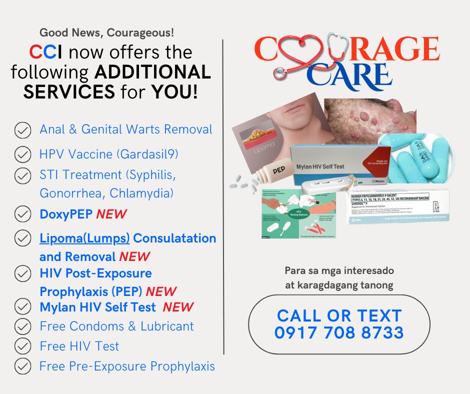 Jaoyap4's tweet photo. Feel Free to visit us:

COURAGE CARE 
📍3rd Floor, Unit 301, Jemco Bldg, C. Raymundo Ave cor Bernal St. Brgy. Rosario Pasig City

Clinic Opens: For Walk-in
Wed to Sun 
1pm to 7pm
#CourageCare
#Protects
#LoveYourselfPH https://t.co/EUzdvvLOTP