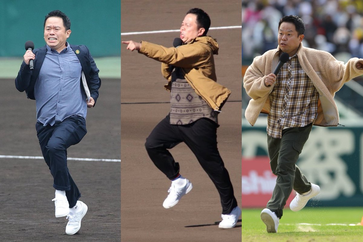 DAI_JARU's tweet photo. 甲子園球場を走る津田さん(2022〜2024) https://t.co/K8A1iIBAm7