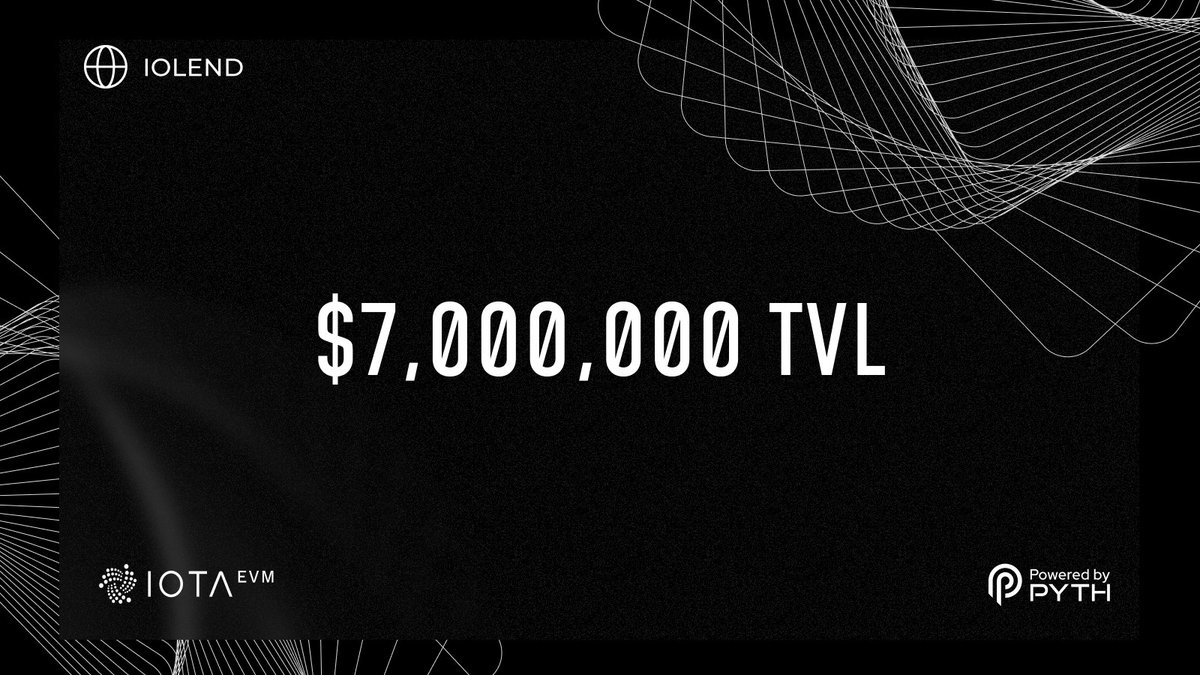 🚨$7M TVL🚨

We’re excited to share that ioLend has surpassed $7M in TVL on the <a href="/iota/">IOTA</a> EVM!