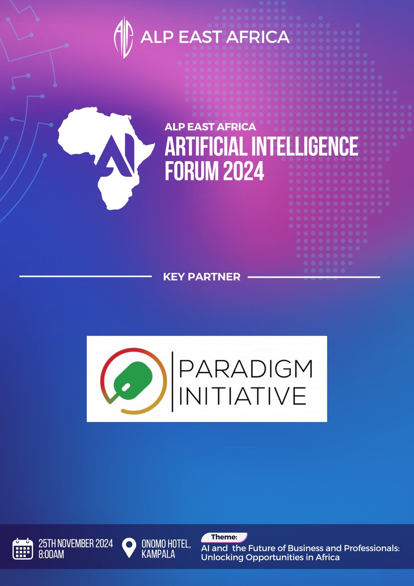 ALP East Africa (@alpeastafrica) on Twitter photo We are pleased to announce that Paradigm Initiative is one of the kay partners for our upcoming ALP East Africa Artificial Intelligence Forum 2024. #AIForum24
<a href="/FGimara/">FGimara</a> <a href="/LastoneGulumeB/">Lastone Gulume B</a> <a href="/beloved_nim/">Irene Namuli</a> <a href="/Babalandaeddy/">Eddy Babalanda</a> We are pleased to announce that Paradigm Initiative is one of the kay partners for our upcoming ALP East Africa Artificial Intelligence Forum 2024. #AIForum24
<a href="/FGimara/">FGimara</a> <a href="/LastoneGulumeB/">Lastone Gulume B</a> <a href="/beloved_nim/">Irene Namuli</a> <a href="/Babalandaeddy/">Eddy Babalanda</a>