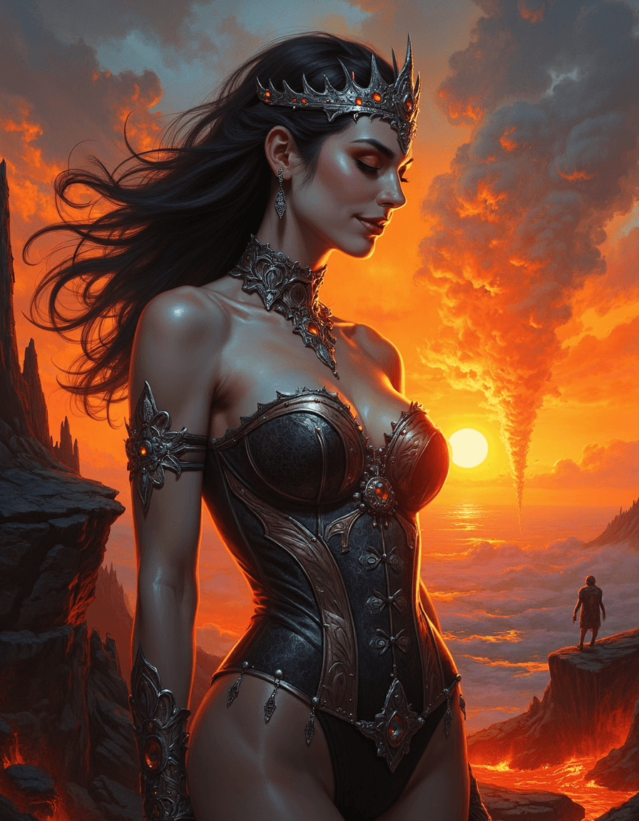 PixelPfBeauties's tweet photo. 🔥 Lava Queen: Slaying the Sunset #ElementalGoddess #FantasyArt #OilPaintingPerfection https://t.co/Z8M6sbxVwk