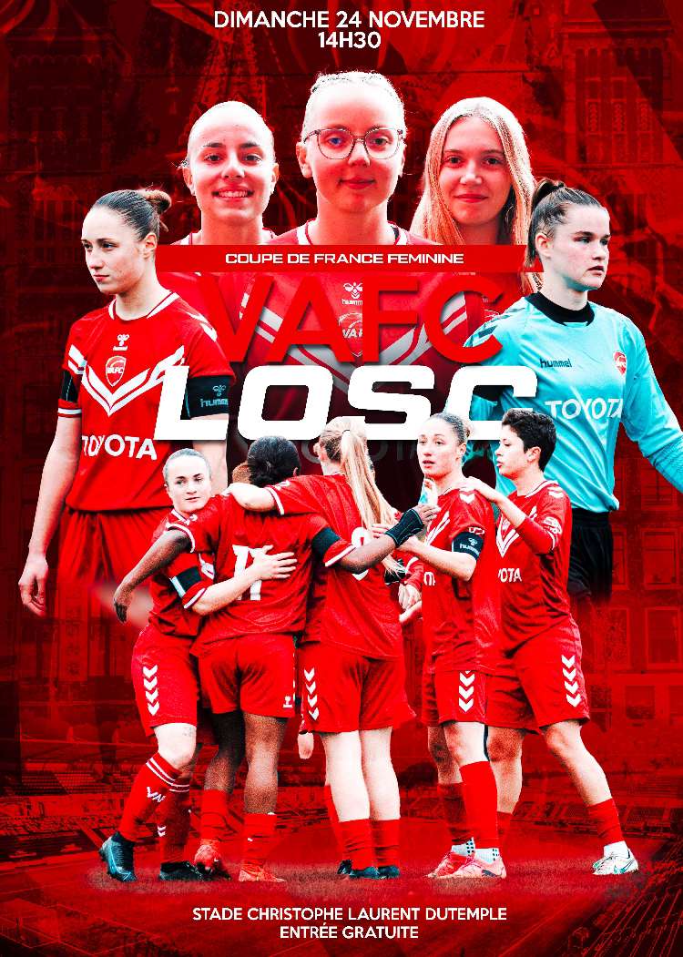 Vafc_fans_'s tweet photo. 𝙑𝙤𝙪𝙨 𝙛𝙖𝙞𝙩𝙚𝙨 𝙦𝙪𝙤𝙞 𝙙𝙚𝙢𝙖𝙞𝙣 ? 🤔

Gros match demain pour nos féminines face au LOSC en Coupe de France féminine à Dutemple
(entrée gratuite)

#VAFC | #ALLEZVA https://t.co/zhaQvHGieO