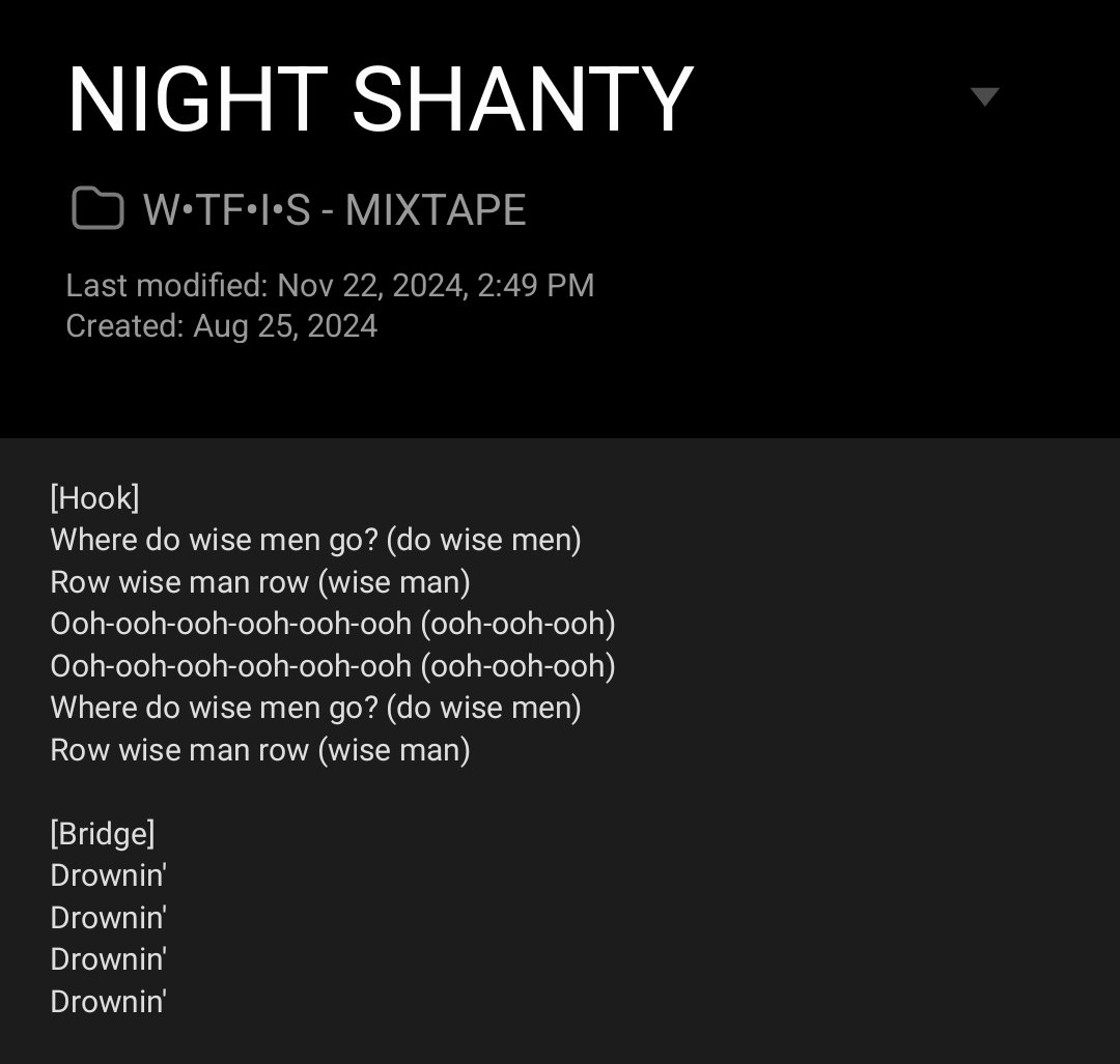 alphasirrah's tweet image. 𝙽𝙸𝙶𝙷𝚃 𝚂𝙷𝙰𝙽𝚃𝚈&apos;𝚂 𝙰 𝚃𝚄𝙽𝙴 𝚃𝙷𝙰𝚃 𝙴𝚇𝙿𝚁𝙴𝚂𝚂𝙴𝚂 𝙷𝙾𝙿𝙴, 𝙿𝙰𝙸𝙽 &amp;amp; 𝙷𝚄𝚁𝚃 𝚆𝙸𝚃𝙷 𝙰 𝙻𝙸𝙽𝙸𝙽𝙶 𝚈𝙾𝚄 𝙲𝙾𝚄𝙻𝙳𝙽&apos;𝚃 𝚃𝙴𝙻𝙻 𝚆𝙰𝚂 𝚂𝙸𝙻𝚅𝙴𝚁 𝙾𝚁 𝚃𝙴𝙰𝚁𝚂 𝚁𝚄𝙽𝙽𝙸𝙽𝙶 𝙳𝙾𝚆𝙽 𝚈𝙾𝚄𝚁 𝙲𝙷𝙴𝙴𝙺... 𝙲𝙷𝙰𝙸𝙸 🥀🖤

#WTFIS
#NIGHTSHANTY