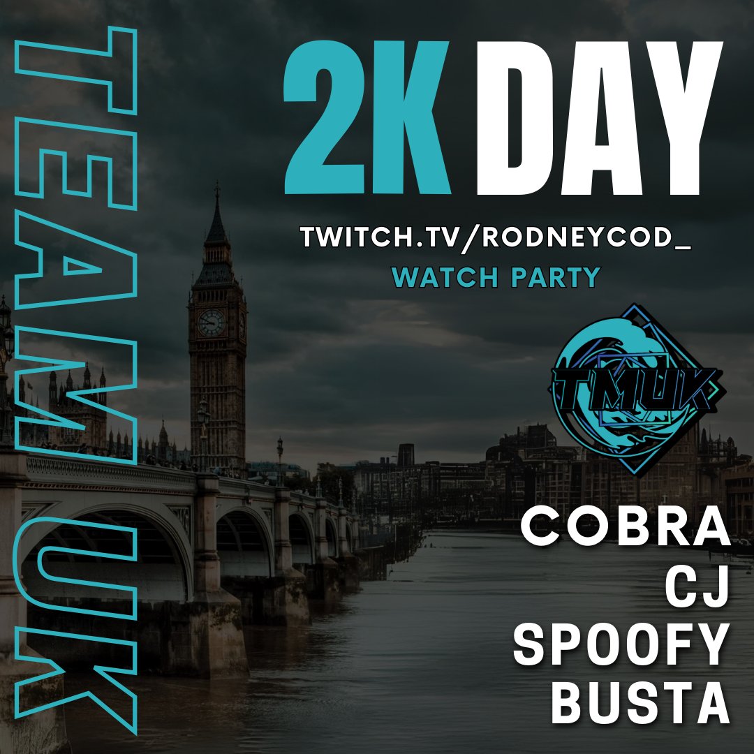 Our challengers team are playing in the 2k today 🔥
Watch party to follow their journey on @RODNEYCOD_ twitch 📸

<a href="/Cobra_cod/">Cobra🇵🇱</a> 
<a href="/cjcod_/">cj</a> 
<a href="/SpoofyCOD/">Spoof⏳</a> 
<a href="/busta_cod/">Busta</a> 

twitch.tv/rodneycod_ Live at 12:30 🔴