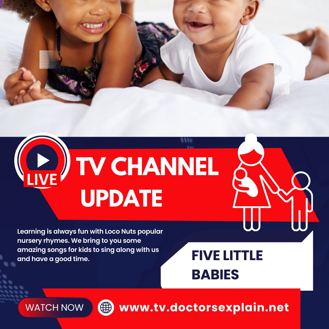 DocsExplainFM's tweet photo. Watch Five Little Babies TV Live at https://t.co/EabOEOVi2P! 🎉✨ Enjoy fun nursery rhymes with Loco Nuts—perfect for learning numbers, colors, good habits, and more! Sing, dance, and laugh every week with new videos. 🧸🎶 #KidsLearning #NurseryRhymes #FunEducation #SingAlong https://t.co/02ktdK8Uyr
