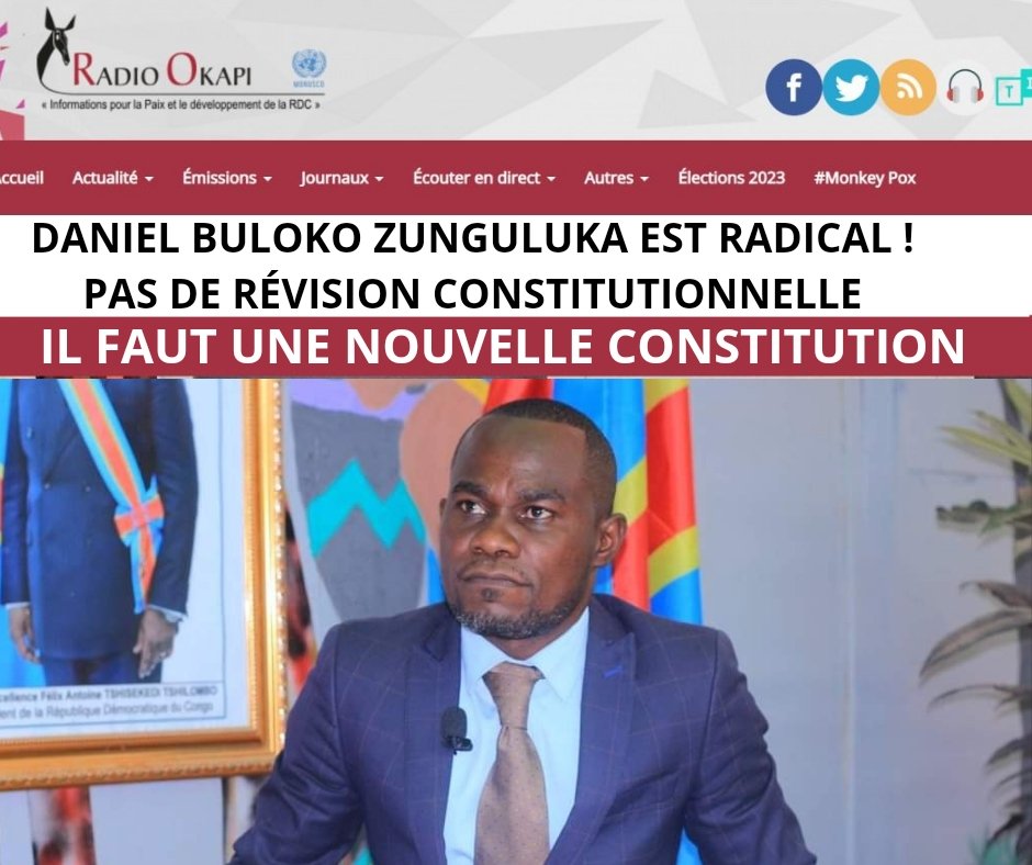danielbuloko's tweet photo. IL FAUT UNE AUTRE CONSTITUTION, IL REDÉFINIR LA FORME DE L'ETAT. Je suis heureux que ma lutte de depuis 2005, soit soutenu par le Pdt @fatshi13 @Fatshi20 https://t.co/IOJM86xnaW