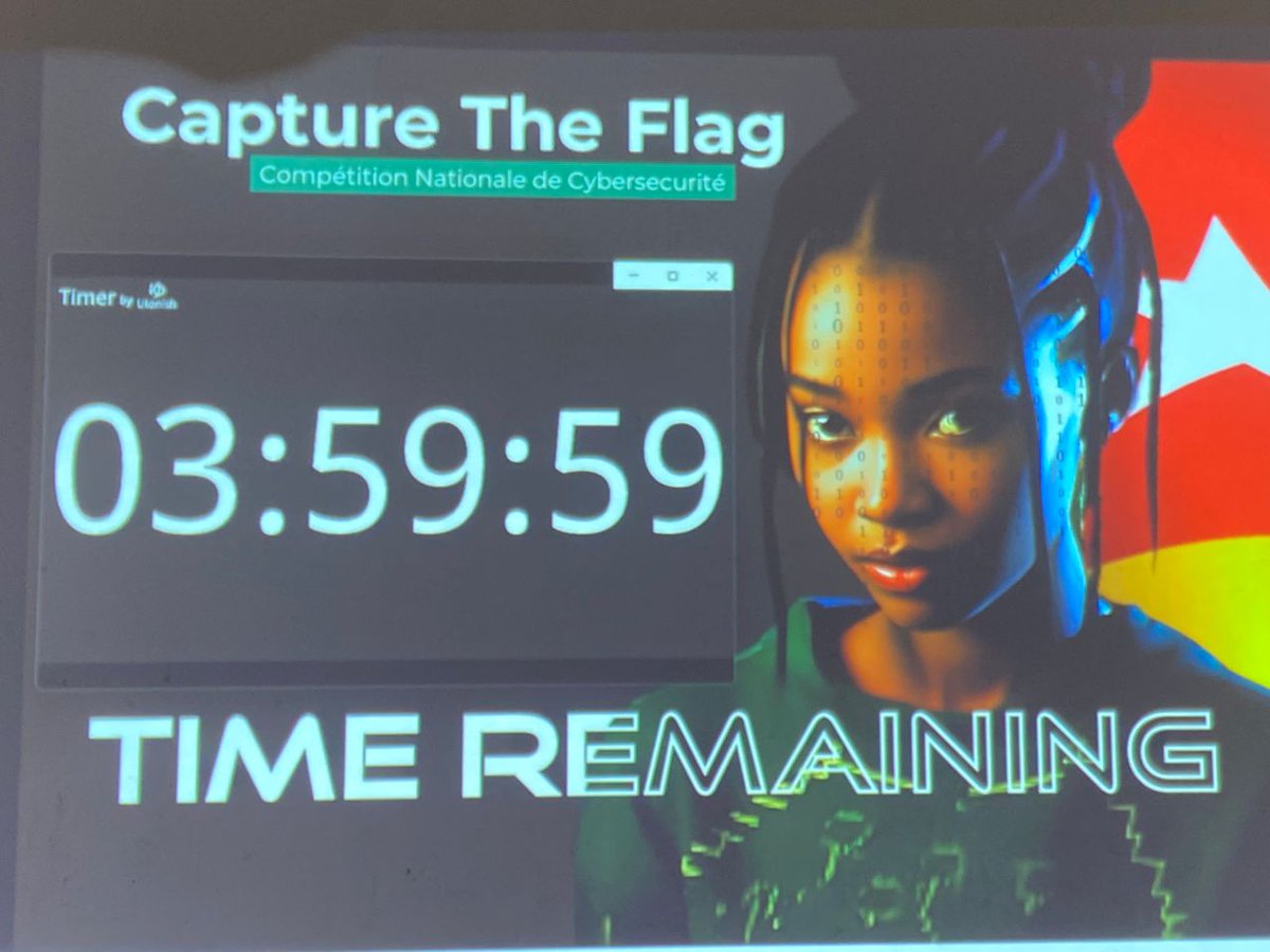 AncyTogo's tweet photo. 🚀 Plus que 3h59 ! L’attente est presque terminée ! 🕒 Bonne chance aux participants 💻, toujours #tenaces, toujours #motivés, toujours #déterminés… Qui remportera les #2_000_000_FCFA ?
Que les meilleurs remportent 🏆 ce #CTF_national_2024 🇹🇬!
#CTF2024 #Compétition #HackTheFuture #EspritDeChallenge #CanalBox
@NumeriqueTG @AncyTogo @CDA_tg @cert_tg