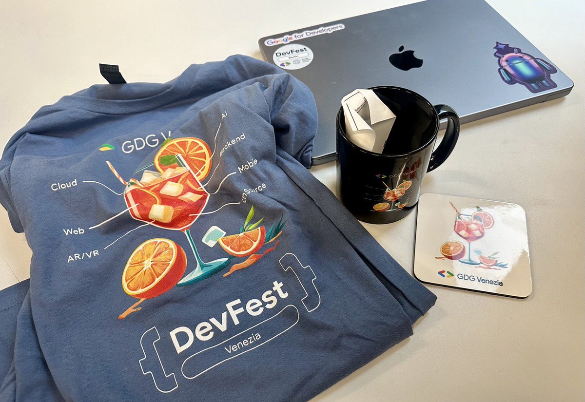 Thanks a lot <a href="/marcoGomier/">Marco Gomiero</a> for bringing soooo cool swag from #DevFest Venezia🌊🇮🇹

I wish I could attend each and every #DevFest across the world, but alas! Which makes me even more grateful to receive these gifts ❤️