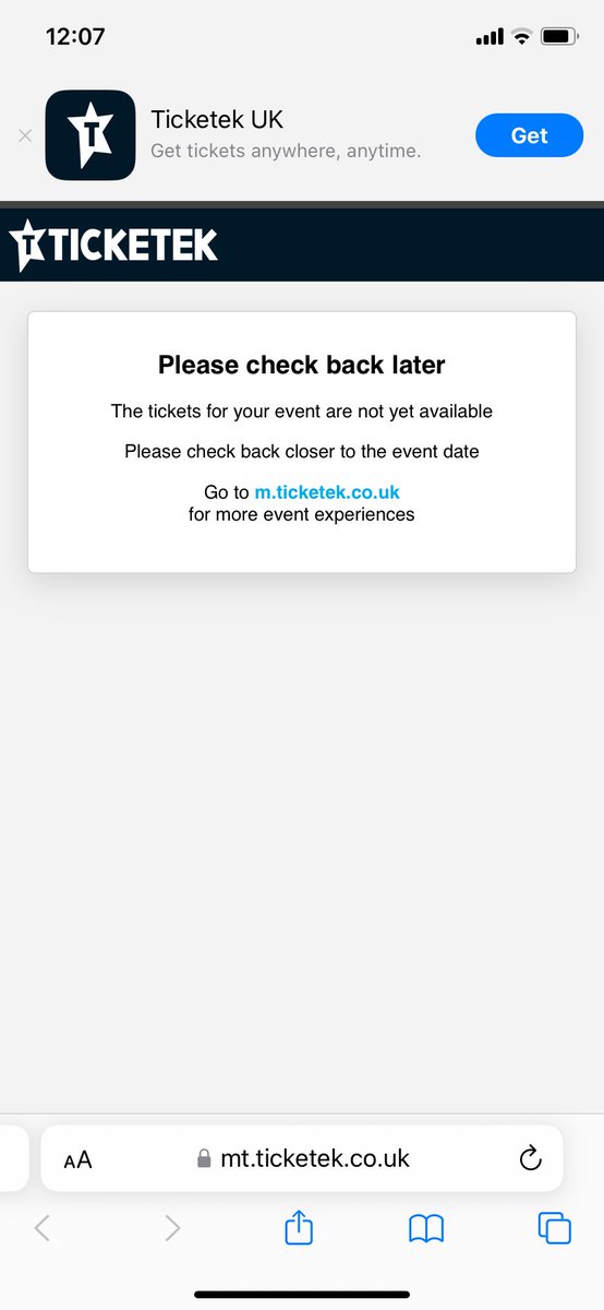 luxequarter's tweet photo. @ticketek_uk Three days until the event now and still getting this message https://t.co/qdxhJsLdOD