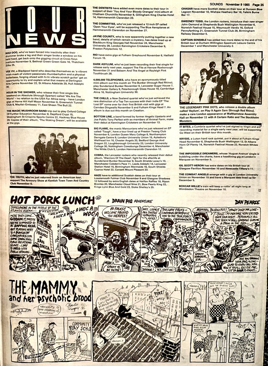 ZoundsAbound's tweet photo. A round up of the Record &amp; Tour News this week featuring information on #OneToOne, #RuebenBlades, #TeddyPendergrass @thesonicyouth @brianeno #BitingTongues @thomas_leer #TheTruth #BigFlame @CaptainSensible &amp; #TheComsatAngels

Sounds Nov 9th 1985 https://t.co/rUvUQSCi46