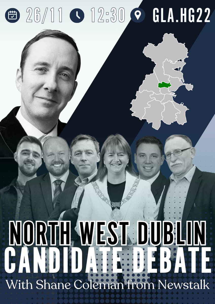 Join us to watch <a href="/NewstalkFM/">NewstalkFM</a> 's Shane Coleman moderate the candidate debate!

<a href="/ConorReddy95/">Cllr Conor Reddy 🇵🇸</a>  of <a href="/pb4p/">People Before Profit</a> 
<a href="/NoelRock/">Noel Rock</a>  of <a href="/FineGael/">Fine Gael</a> 
<a href="/RoryHearneGaffs/">Rory Hearne</a>  of the <a href="/SocDems/">Social Democrats</a> 
<a href="/caroline1conroy/">Caroline Conroy</a>  of the <a href="/greenparty_ie/">Green Party Ireland</a> 
<a href="/PaulMcauliffe/">Paul McAuliffe TD</a> of <a href="/fiannafailparty/">Fianna Fáil</a> 
<a href="/cllrdessieellis/">Dessie Ellis</a> of <a href="/sinnfeinireland/">Sinn Féin</a>