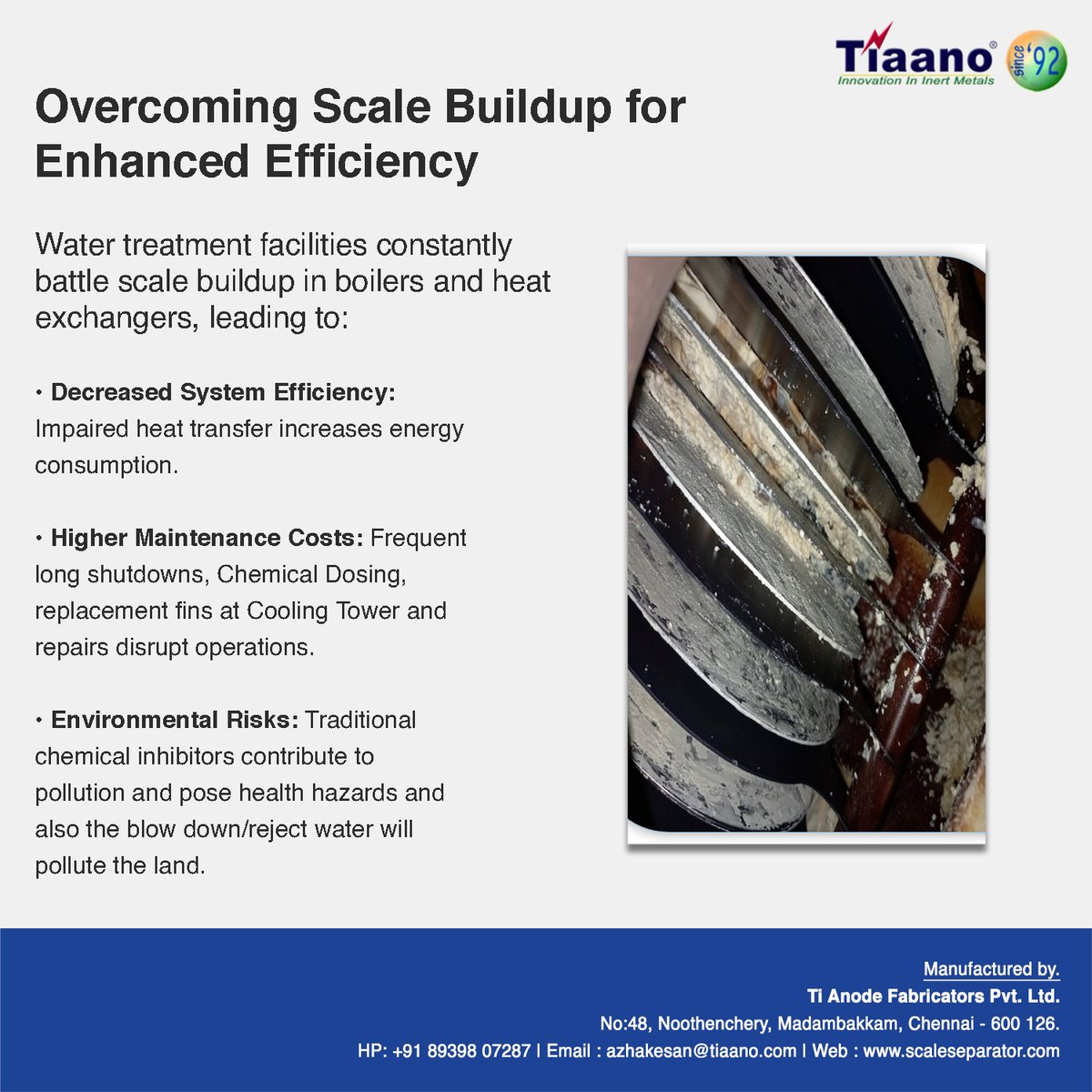 scale_seperator's tweet image. 🌍 Revolutionizing  Water Treatment with Tiaano’s Chemical-Free Scale Remover.
Upgrade to sustainable and efficient water treatment 
📩 azhakesan@tiaano.com | 📞 +91 89398 07287

#IndustrialWaterTreatment #ScalePrevention #SustainableIndustry #TiaanoTechnology #EcoSolutions