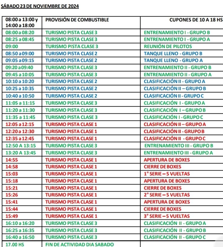cesarsantomauro's tweet photo. Horarios para hoy en San Jorge, Santa Fe, último Sábado de acción para éste 2024 inolvidable para el @TurismoPista, crecieron en cantidad y calidad de autos en las tres clases, se esperan tres grandes finales y dos nuevos campeones 2024. Todo pasa en Mundo Sport 18:00 #AM570 https://t.co/i8dk1FCDaD