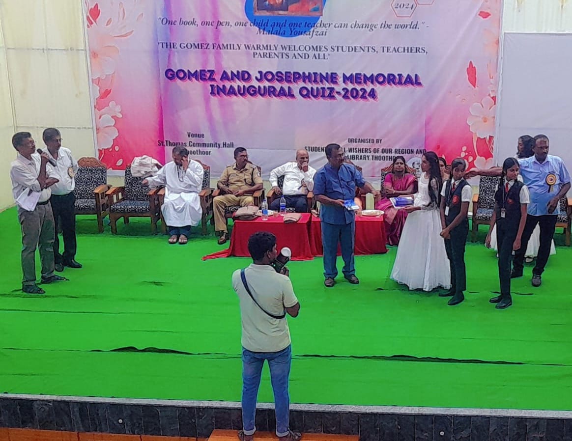 Conducted Kanniyakumari Dstrict level Quiz for the school students in commemoration of my teachers. Students were found more enthusiastic.