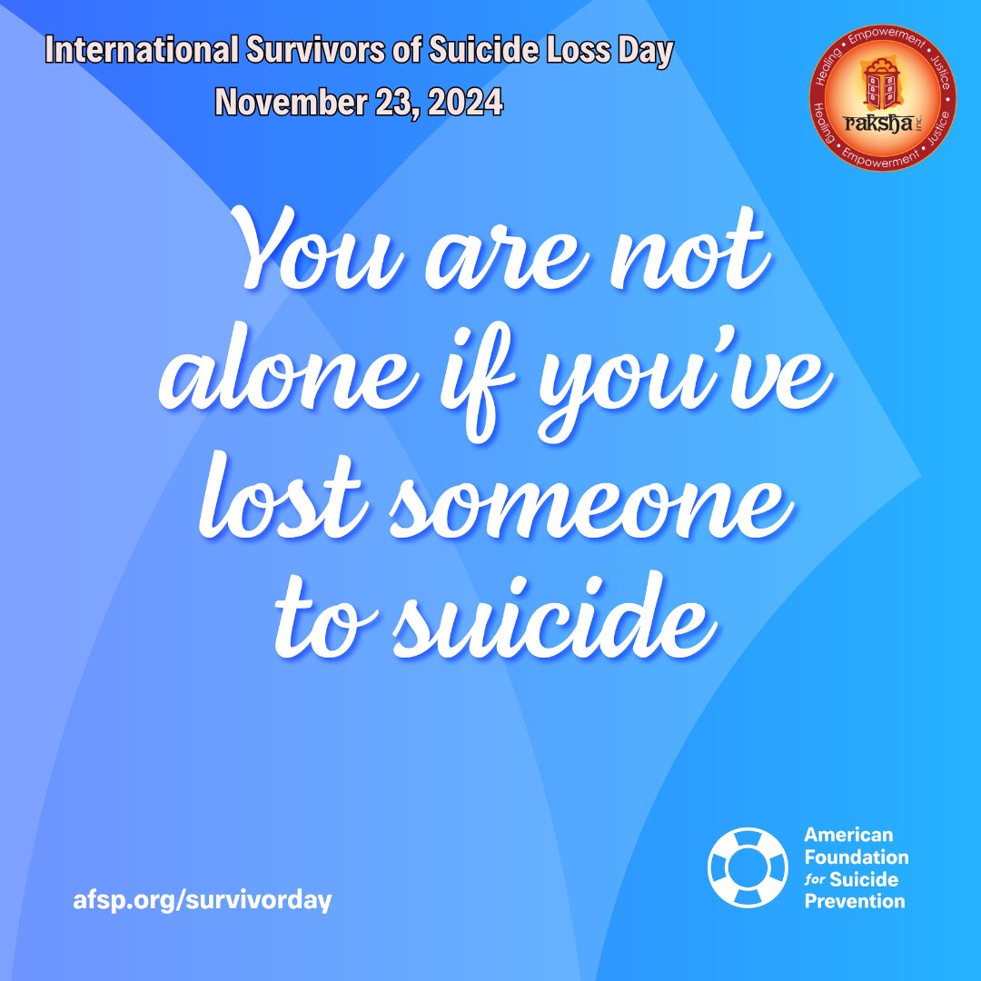 International Survivors of Suicide Loss Day provides a space for survivors to connect, share, and find hope together. Find local support: afsp.org/find-a-support…. 💙 (Source &amp; Image: <a href="/afspnational/">American Foundation for Suicide Prevention</a>)