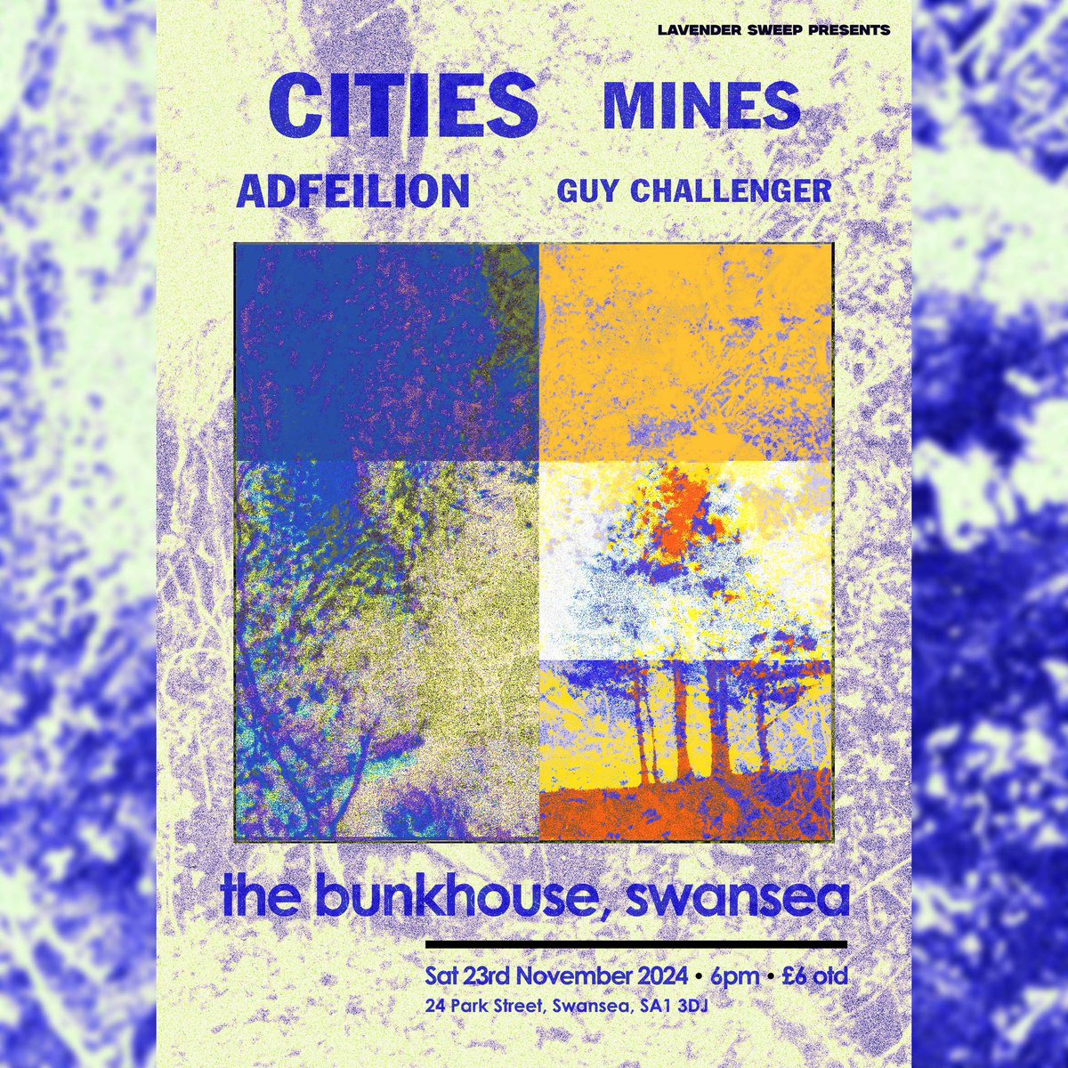 TONIGHT TONIGHT TONIGHT

We really can't wait for this one...

<a href="/cities_uk/">CITIES</a> will once again be bringing their cinematic soundscapes along to <a href="/TheBunkhouseSA1/">The Bunkhouse Swansea</a> 

With special guests:

MINES
Adfeilion
Guy Challenger

Tickets: gigantic.com/lavender-sweep…

#swansea #bunkhouseswansea