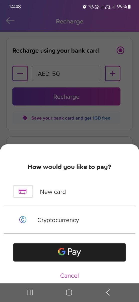 BtcStudent21's tweet photo. #DU telecom of #UAE has added pay by crypto feature to recharge the balance. Institutions are coming in. Looks like #UAE Govt will announce that they have holding in #bitcoin https://t.co/F2nFjV3H9E