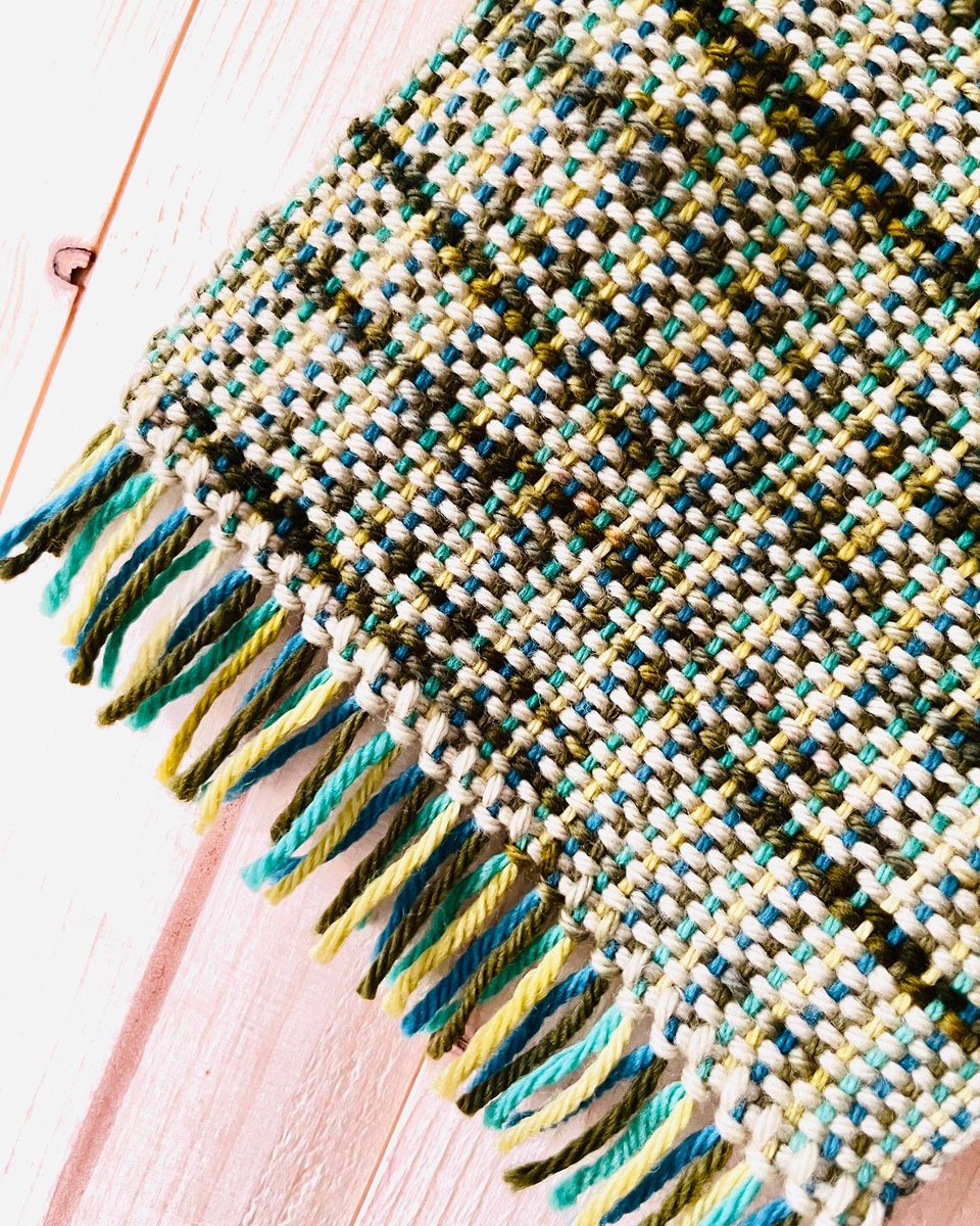 Five shades of hand-dyed green, handwoven together to be very comfortable and to last.

Gift wrapped to delighted and no plastic used, so all recyclable/biodegradable at the end of its long life.

justwooltextiles.co.uk