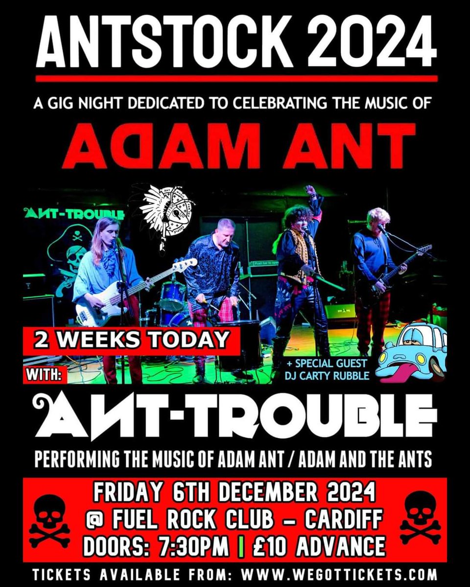 welshhammer8's tweet photo. @AntTroubleUK and @CartyRubble joining forces to entertain fans of Adam and The Ants and Adam Ant at @FuelCardiff in December!
#AdamandtheAnts #AdamAnt #Antmusic @antpeople 
#DontBeSquareBeThere https://t.co/pkhbhp8vJZ