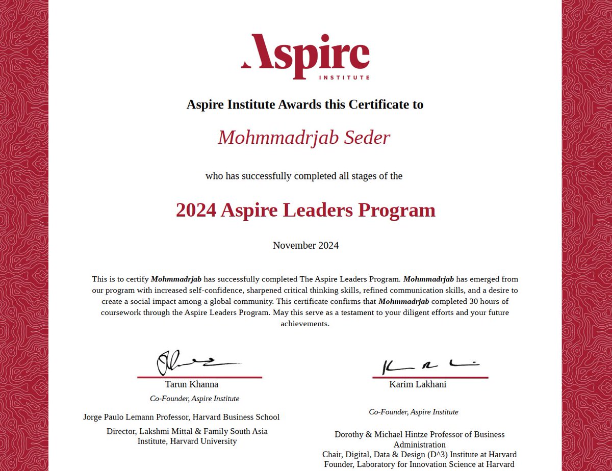 I am thrilled to announce that I have successfully completed the 2024 #Aspire_Leaders_Program, a transformative journey that has enriched my leadership skills, critical thinking, and communication abilities. 📷📷
#aspireleadersprogram