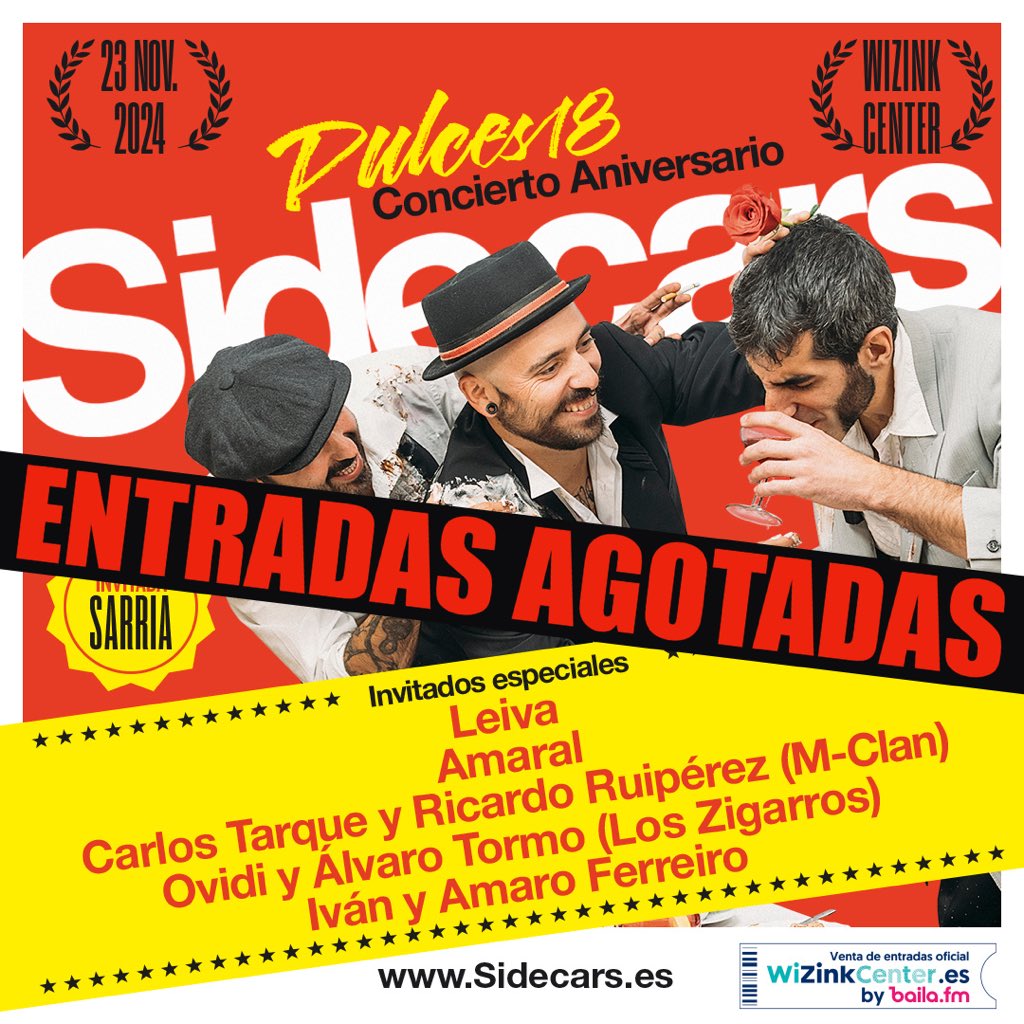Sidecarsrock's tweet photo. 😱😱😱😱

El día más importante de nuestra carrera no empieza nada mal... ¡Nos comunican que las entradas para esta noche están agotadas!

¡Gracias por hacer esto posible y por acompañarnos en una noche tan especial!

¡Nos vemos en un rato, Madrid! https://t.co/qvJMoHrfnb