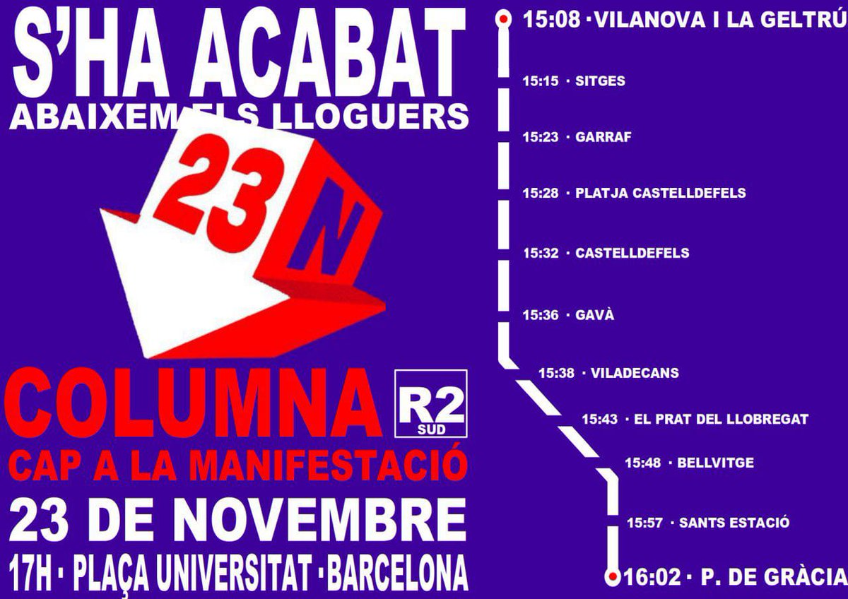 Avui cal que hi siguem totes! Ens veiem a les 15h a l'estació de vng per anar-hi juntes.

#SHAACABAT 
#23N