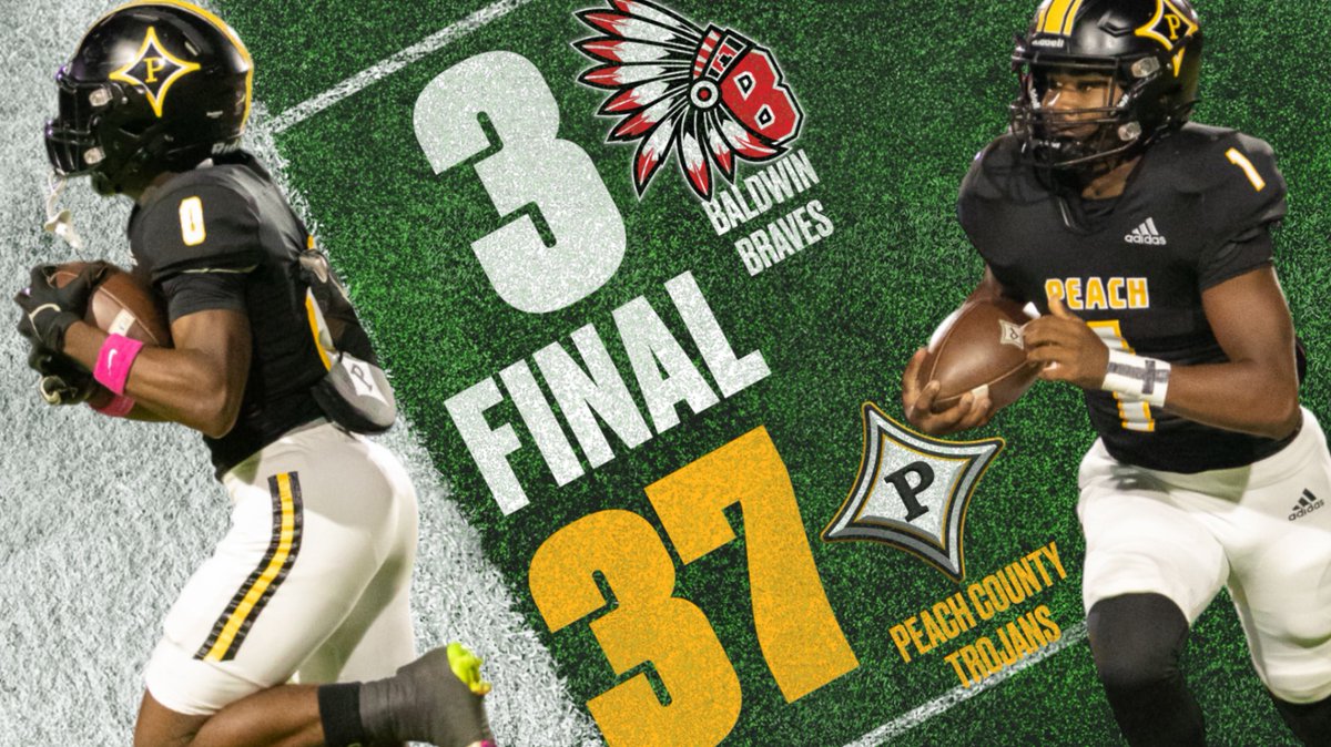 Congratulations to the Peach County Football team on their GHSA-AAA State Playoff  Round 2 victory over Baldwin High School 37-3.  The Trojans will host Calhoun High School in the Elite 8 on Friday, November 29 at 7:30 at Peach County High School.  Come support your Trojans.