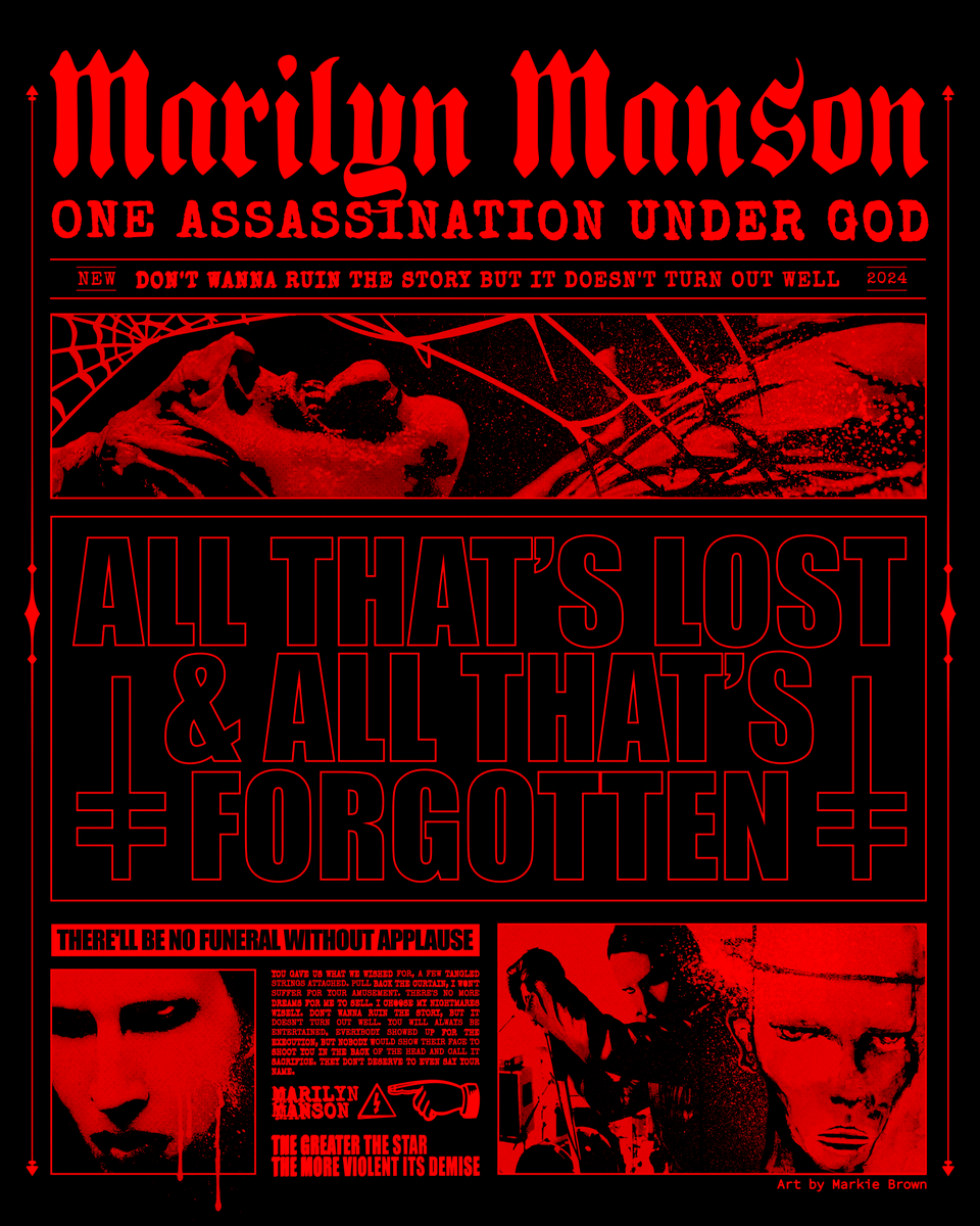 MarkieBrown91's tweet photo. 📢📰EXTRA! EXTRA! Get your paper here!
✏️I created this design inspired by @marilynmanson 's new album 'OAUG' ✝️🖤
Hope you like it!
#MarilynManson #OAUG #OneAssassinationUnderGod #MansonFans #Marilynmansonart @MarilynMansonFr @mrperou https://t.co/8RJArgueAm